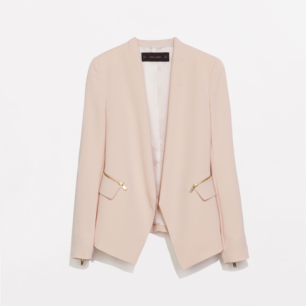 Zara Pink Blazer with Gold Zips
